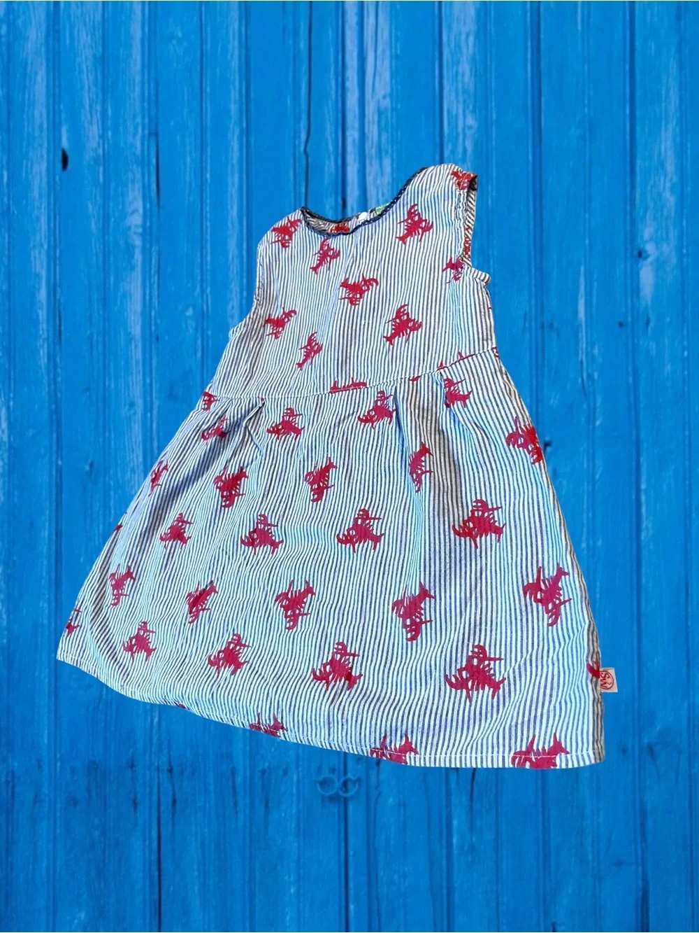 Sophie & Sam Striped Nautical Dress with Red Crab Print Size 3T